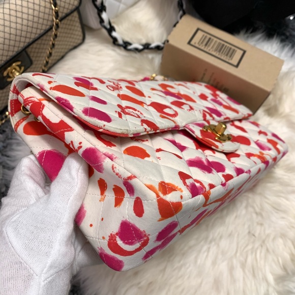 ❌SOLD❌Vintage Chanel coated canvas cc logo print classic clap medium 24k gold - Picture 6 of 12